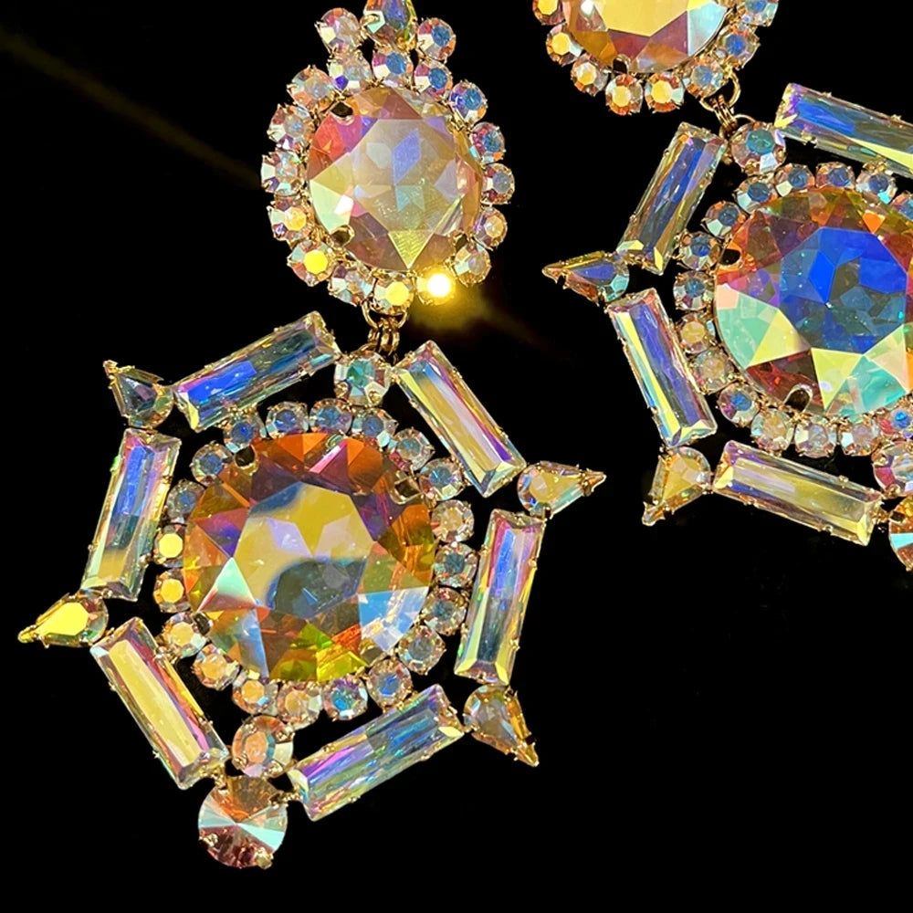 AB Rhinestone Ear Clip on Earrings