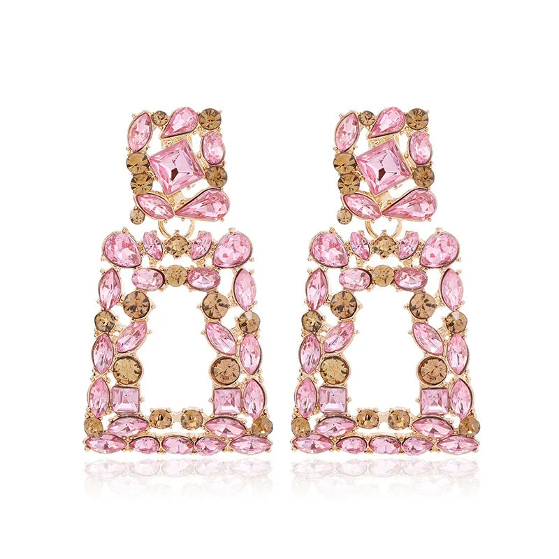 Ethnic Colorful Crystal Clip on Earrings