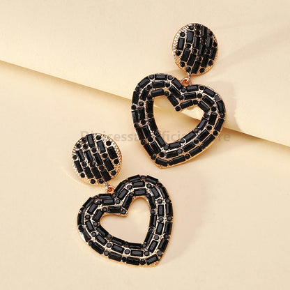 New Creative Design Heart Rhinestone Earrings - Fanci Goddess