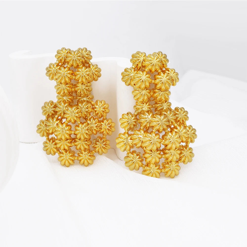 Exaggerate Africa Flower 18K Stainless steel Gold Plated Earrings - Fanci Goddess