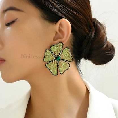 Luxury Design Flower Rhinestone Earrings - Fanci Goddess