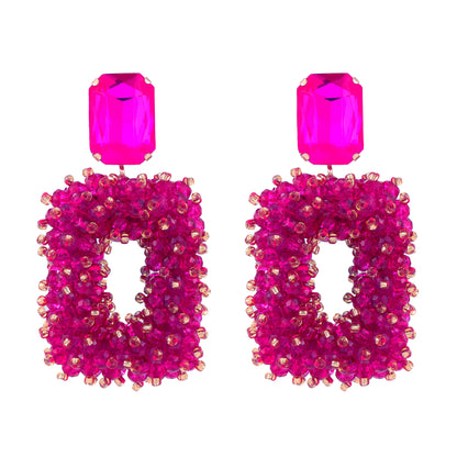 Square Crystal Drop Earrings - Fanci Goddess