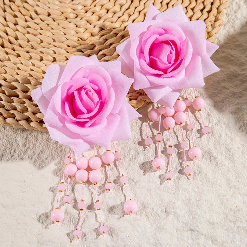 Fanci Multicolor Rose Flower Earrings - Fanci Goddess