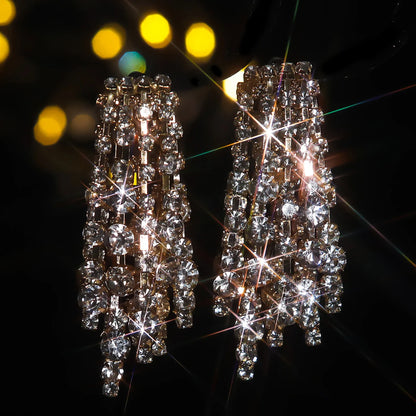 Sparking Tassel Rhinestone Earrings - Fanci Goddess
