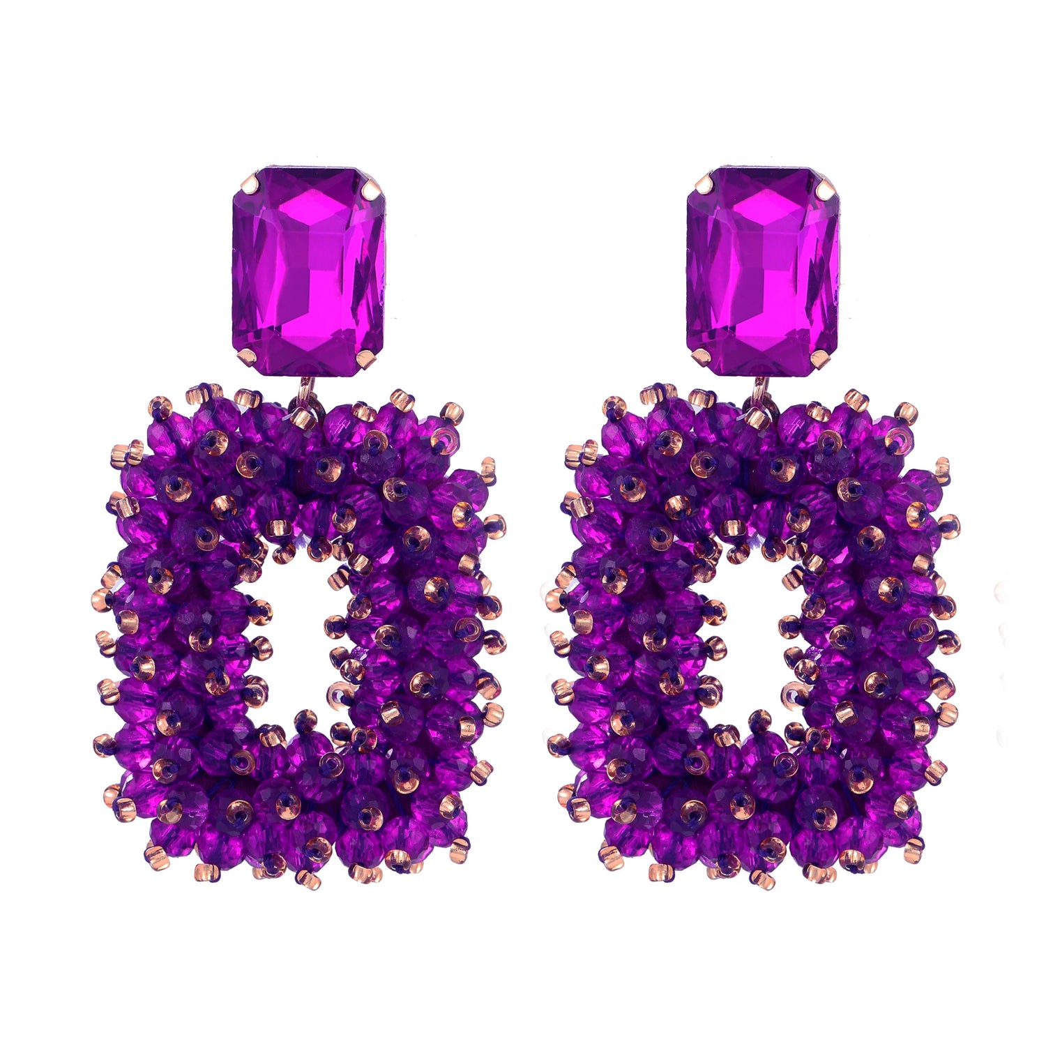 Square Crystal Drop Earrings - Fanci Goddess