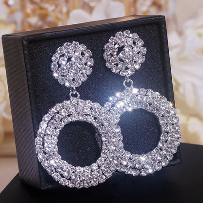 Sparkley Crystal Round Bijoux Geometric Rhinestone  Earrings - Fanci Goddess