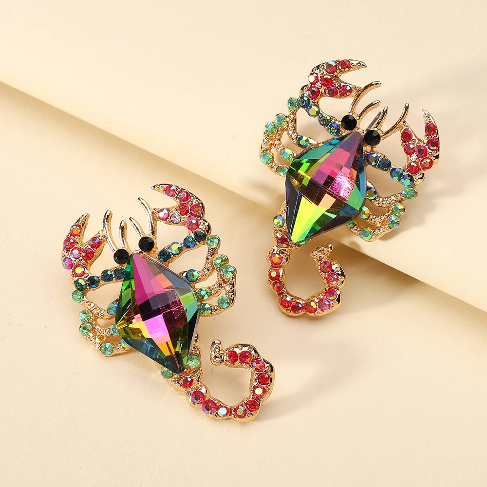 Multicolor Animal Scorpion Geometric Glass Stud Earring