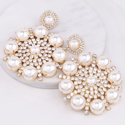Exaggerated Elegant Beaded Imitation Pearl Earrings - Fanci Goddess
