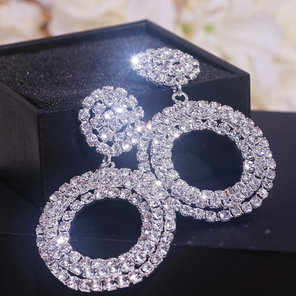 Sparkley Crystal Round Bijoux Geometric Rhinestone  Earrings - Fanci Goddess